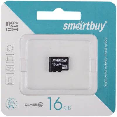 Карта памяти SmartBuy MicroSDHC 16GB, Class 10, скорость чтения 10Мб/сек Smart Buy 239023