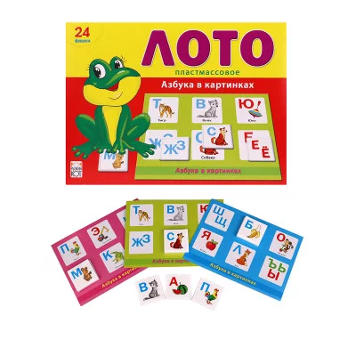 ЛОТО ПЛАСТИКОВОЕ 24 фишки. АЗБУКА В КАРТИНКАХ (Арт. ИН-6006)