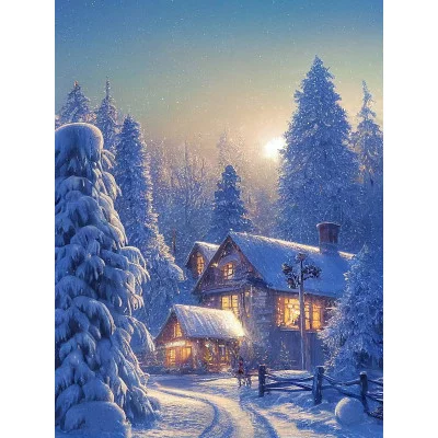 Холст с красками 40х50 см по номерам в коробке (30цв.) Уютный вечер (арт. Х-7578)