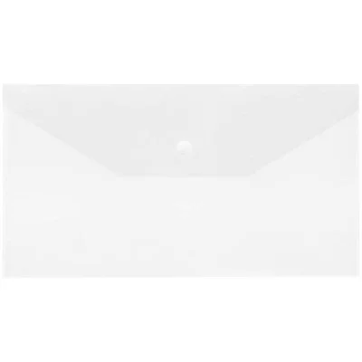 Папка-конверт на кнопке СТАММ С6+, 150мкм, пластик, прозрачная, бесцветная 343178