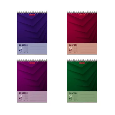 Блокнот на спирали ErichKrause® Duotone Next, А5, 60 листов, клетка MIX-PACK 58423