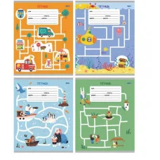 Тетрадь КОСАЯ ЛИНИЯ 12 л. ДЕТСКИЙ ЛАБИРИНТ (12-5372) цв.мелов.обл. 12-5372