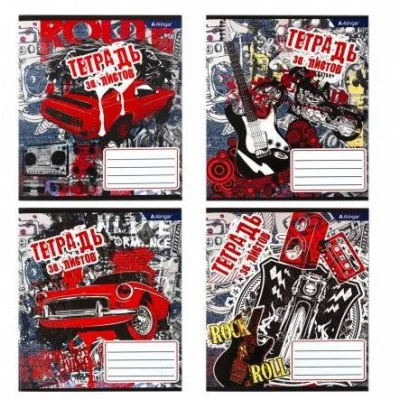 Тетрадь 36л., А5, клетка, Alingar "Гранж", скрепка, блок офсет, мелованный картон (эконом),  AL7926