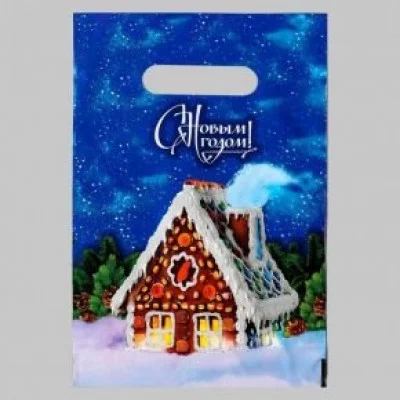 Пакет "Пряничный домик", полиэтиленовый с вырубной ручкой, 20х30 см, 30 мкм 2737887