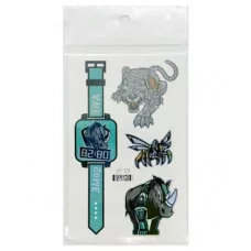 Наклейки Тату  DF-190 "Часы. Роботы" 4 штуки на листе, 12х7,5см, металлик эффект VE-129 (1/500)   330857