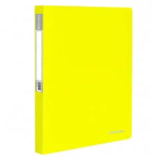 Папка на 2 кольцах BRAUBERG "Neon", 25 мм, внутренний карман, неоновая, желтая, до 170 листов, 0,7 мм, 227457