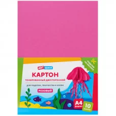 Картон цветной А4, ArtSpace, 10л., тонированный, розовый, 180г/м2 315304