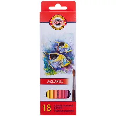 Карандаши акварельные Koh-I-Noor "Рыбы", 18цв., заточен., картон, европодвес 233767