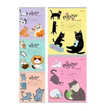 Тетрадь КЛЕТКА 18л. ТАКИЕ РАЗНЫЕ КОТИКИ - 1 (18-5586) цвет.мелов.обл.. 225076