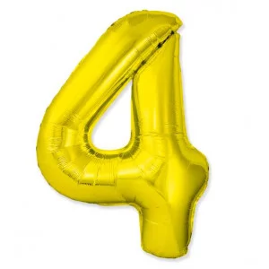 Шар (40\'\'/102 см) Цифра, 4 Slim, Золото, 1 шт. 901914O