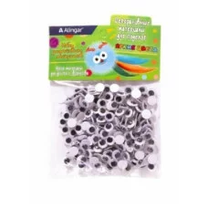 Материал декоративный Alingar "Глазки", d=0,8 см, 200 шт, круглые, черные, пакет с европодвесом AL9050