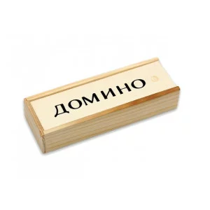 Домино пластиковые фишки в деревянной коробке 14x5 см P00070