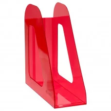 Лоток для бумаг вертикальный СТАММ "Фаворит", тонированный красный, ширина 90мм 351612