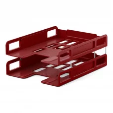 Набор из 2 пластиковых лотков-трансформеров для бумаг ErichKrause Techno Marsala красный 55558