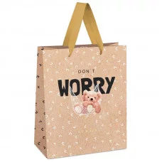 Пакет подарочный 1шт 18*23*10см MESHU "Don\'t worry", отд. фольгой, крафт 339767