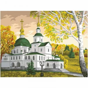 Картина по номерам на холсте ТРИ СОВЫ "Церковь", 30*40, с акриловыми красками и кистями 358739