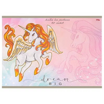Альбом для рисования А4 40л ЗОЛОТИСТЫЙ ЕДИНОРОГ (40-1493) ТМ Profit Аль4655