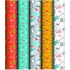 Упаковочная бумага 1шт глянц. 70*100см, ArtSpace "Мои увлечения", 90г/м2, ассорти 5 дизайнов 324392