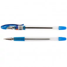 Ручка шар. синяя на масляной основе "Darvish" корпус прозрачный с резиновым держателем DV-407