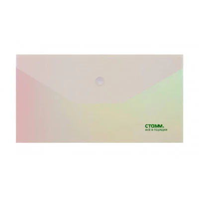 Папка-конверт на кнопке СТАММ "Сияние" С6, 180мкм, пластик, непрозрачная, белый 377057