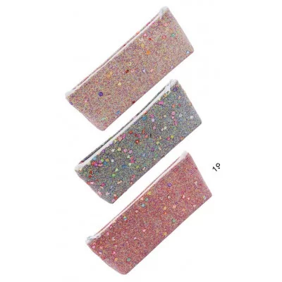 Пенал-косметичка МС-5266 материал-ткань, обсыпанная блёстками и мелкими фигурками, цветной /ассорти/