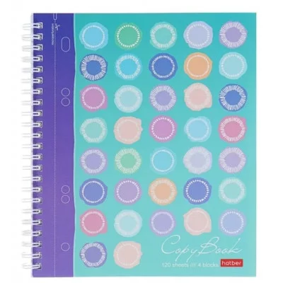 Тетрадь 120л клетка/гребень ламин "Узор" перфорация разделители HATBER 120Тр5В1гр_21078 229995