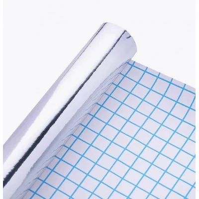 Пленка самоклеящаяся металлизированная 45x300 см, серебристая, BOPP с алюминиевым напылением 30 мкм, в рулоне 8117412