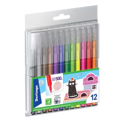 Фломастеры Berlingo "Жил-был кот", 12цв., смываемые, блистер 231623