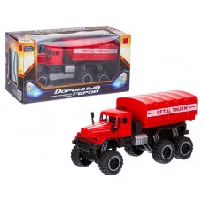 Машинка инерционная (металл.) "BeBoy", двери открываются, свет фар, звук эфф., цвет красный, подвижн. детали кузова, резин. покрышки, в/к 23*8*10 см IT107298