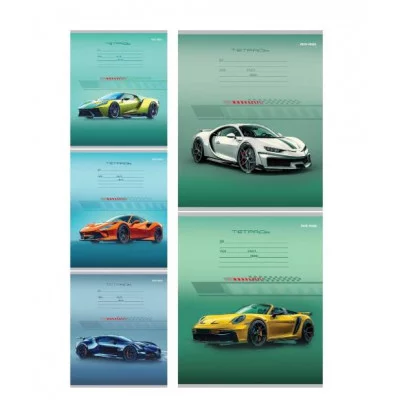 Тетрадь КОСАЯ ЛИНИЯ 12л. РАЗНЫЕ АВТОМОБИЛИ - 12 (12-4465) цвет.мелов.обл. 12-4465