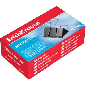 Зажимы для бумаг ErichKrause®, 15мм (коробка 12 шт.) 25085