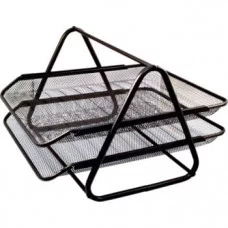 Лоток горизонтальный 2-х уровневый 295*350*200мм металлический черный сетка DEVENTE 3101702 378084