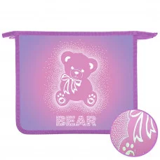 ПТ- 73-12 Мишка с бантом -папка д/тетр. А5 на молнии, дизайн с двух сторон