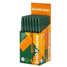 Ручка шариковая ErichKrause Slender Stick Orange 0.7, Super Glide Technology, цвет чернил зеленый  63092