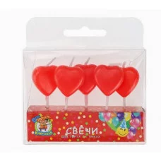 Свечи для торта на пиках Сердца 5 шт. С-6016