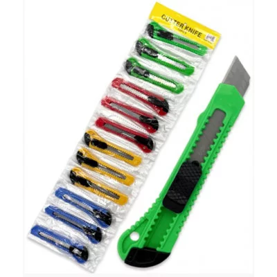 Нож канцелярский (бол) 18мм. DI-781 пластик, двухцветный, ассорти, в пакете 332743