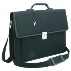 Портфель OfficeSpace "Hannover" ткань, черный, 3 отделения, метал. замок, с ремнем Спейс 162645