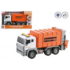 Мусоровоз 1:12 инерционный на батарейках (свет,звук) рыжий WY820B