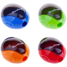 Точилка пластиковая Berlingo "Round" 1 отверстие, контейнер, ассорти, BERLINGO_ 229634