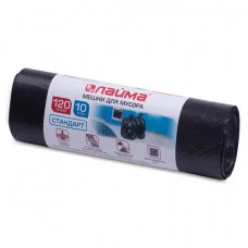 Мешки для мусора 120 л, черные, в рулоне 10 шт.,ПНД,14 мкм,70х110 см (±5%), стандарт, ЛАЙМА, 601385