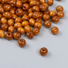 Бусины для творчества дерево "Натуральный" d-0,8 см, набор 20 гр    9685742