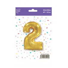 Шар (40\'\'/102 см) Цифра, 2, Золото, 1 шт. в уп. B901762O
