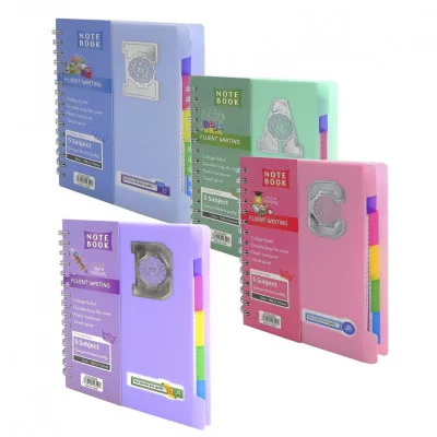 Тетрадь 120л., А5, клетка, Alingar "Back to school", гребень, пластиковая обложка, цветные пластиковые разделители, ассорти 4 цвета AL10556