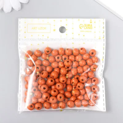 Бусины для творчества дерево "Кирпично красный" d-0,8 см, набор 20 гр   9463316