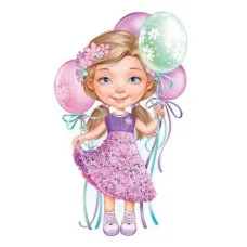 Плакат вырубной А3 И933 Империя Поздравлений девочка с шарами 59337