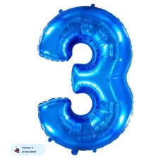 Шар (40\'\'/102 см) Цифра, 3, Синий, 1 шт. в уп. B901763A