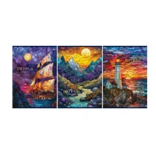 Тетрадь 96л., А4, клетка BG "Витраж", глянцевая ламинация, тиснение фольгой 378743