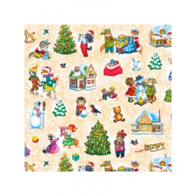 Одинарная прямоугольная коробка Новогодние зверята 17*11*6 см НК-0542