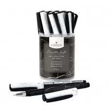 Ручка маслян. 1шт LOREX B&W.MARBLE серия Double Soft 0,70 мм синий, резин.грип, кругл. прорезин. корп., 189562