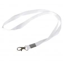 Лента для бейджа ширина-15мм,длина-80см с металл карабином БЕЛАЯ 759478